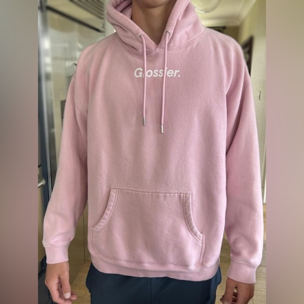 Glossier pink original hoodie in M